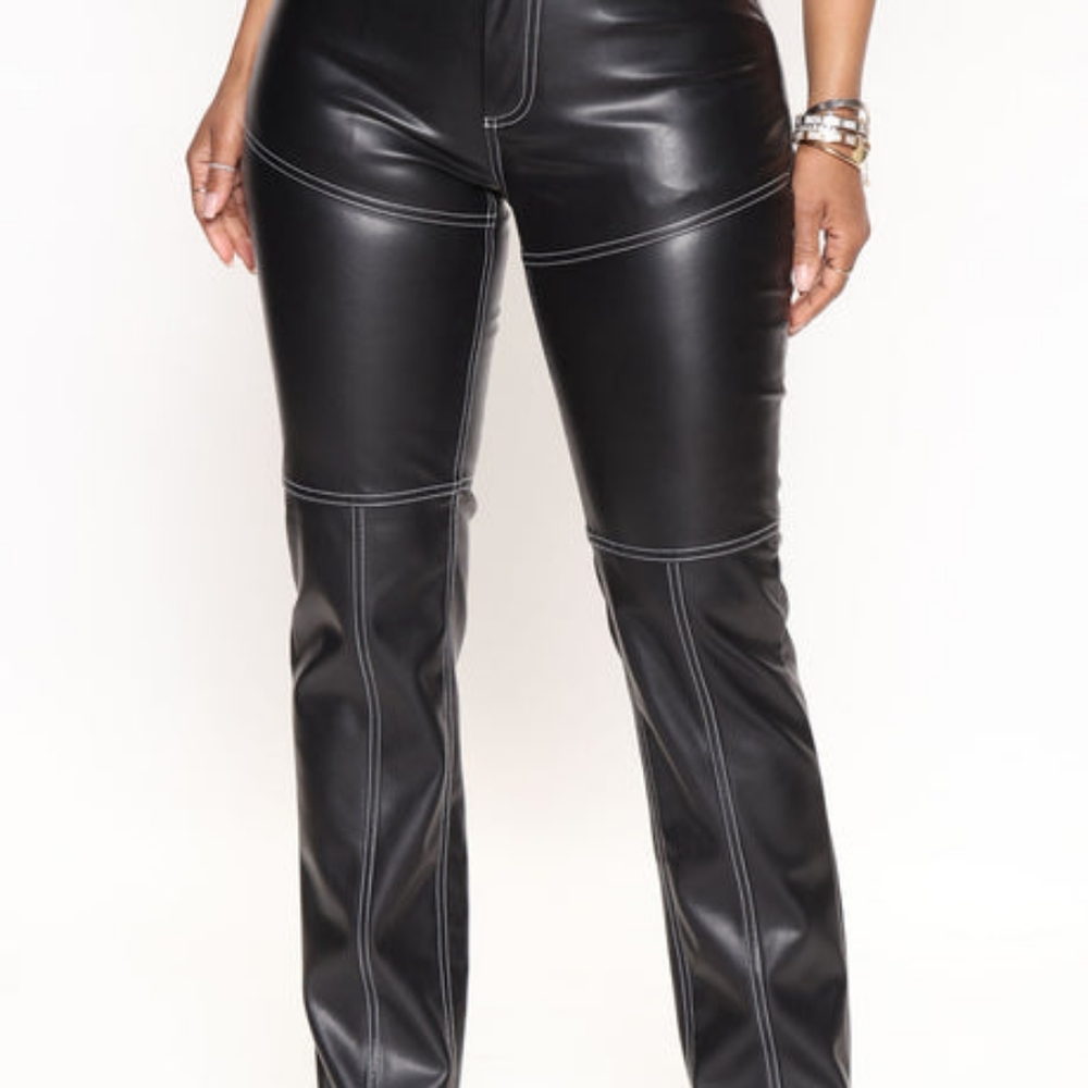 Fashion Nova Black Leather Jeans
